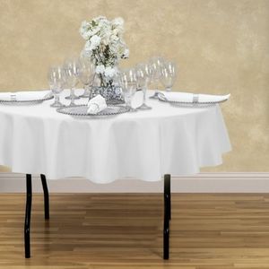 70in round polyester white‎ tablecloth